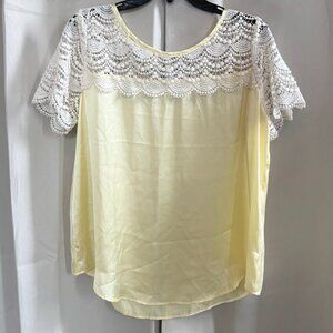 Lauren Conrad Womens‎ Top Size XL Satin Lace Coquette Boho Western Peasant 18122